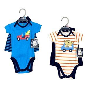 2 Gerber Baby Boys Shorts‎ Bodysuit-Shorts & Hat Outfit Set Size 0-6M Blue Multi